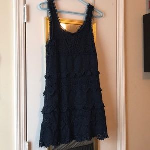 navy “crochet” dress